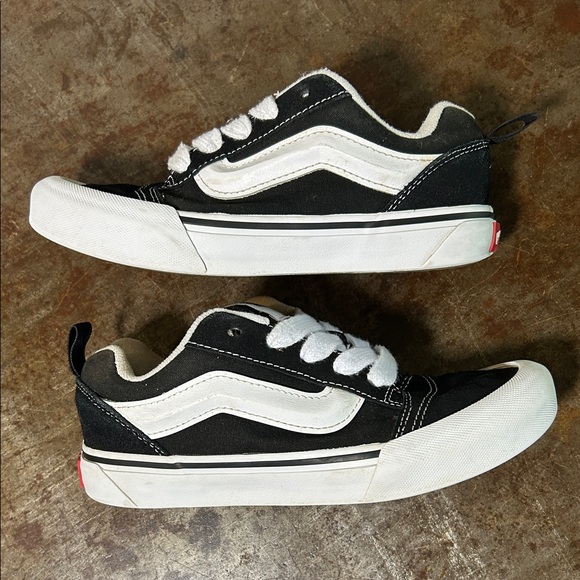 Vans Knu Skool Black and White Low-Top Skate Sneakers - Picture 8 of 14